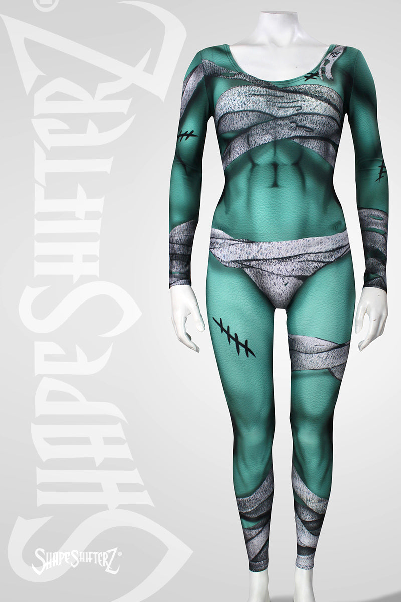 Women's Mummy Costume Catsuit – Scoop Neck, Pull-Up Fit