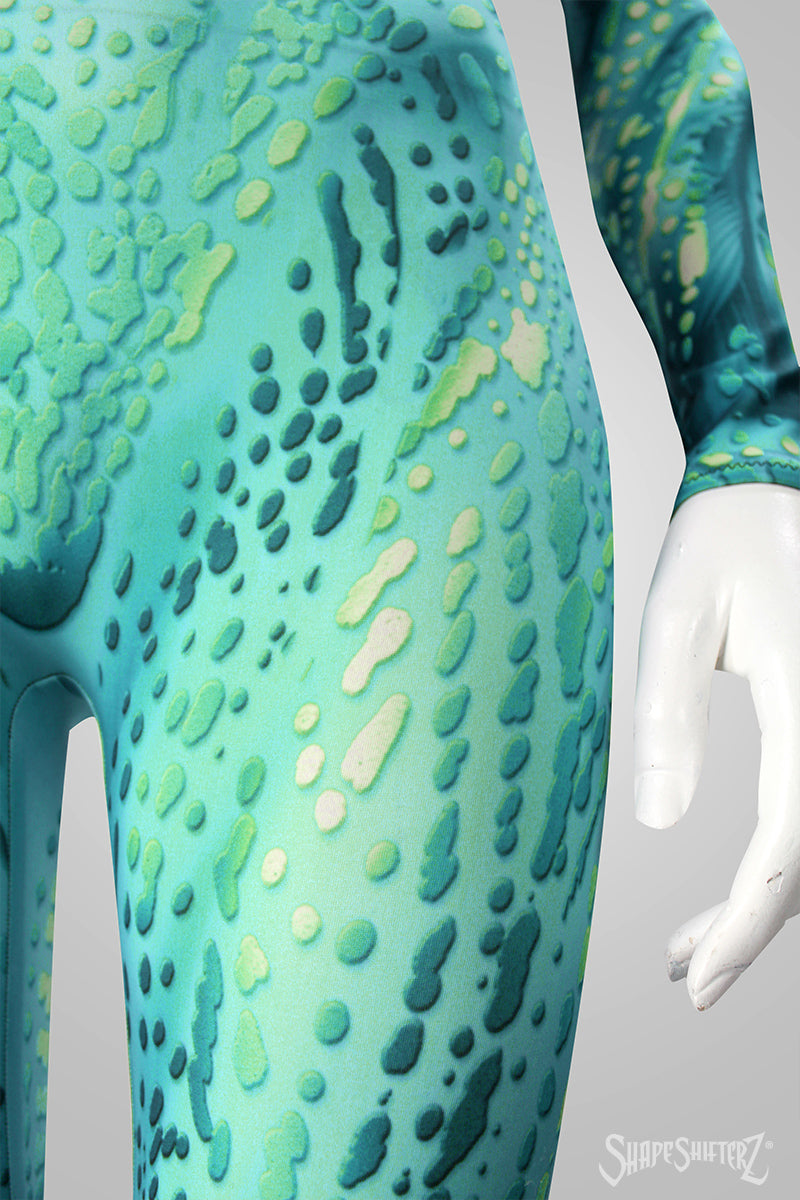 Women's Sea Creature Costume Catsuit – Green or Blue - Scoop Neck, Pull-Up Fit