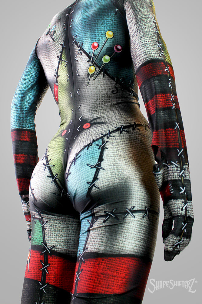 Stitched Up Doll High Collar Bodysuit wZipper - Cosplay | Athletics | Performance
