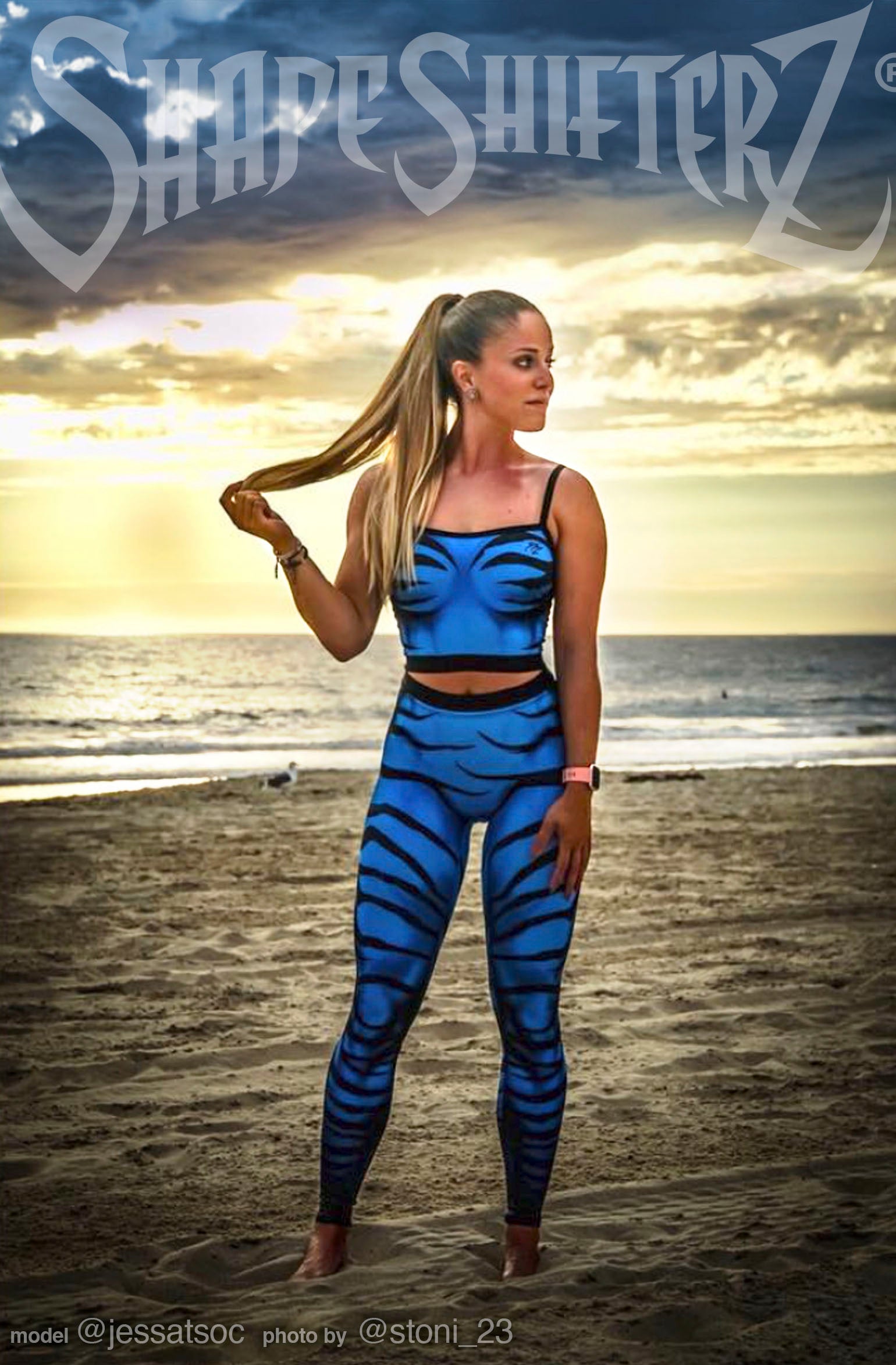 Zebra Leggings Blue High Contour