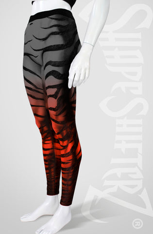 Zebra Leggings - Black to Red Fade - High Contour
