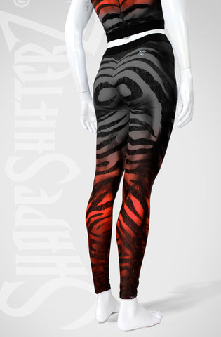 Zebra Leggings - Black to Contour Red High - Fade