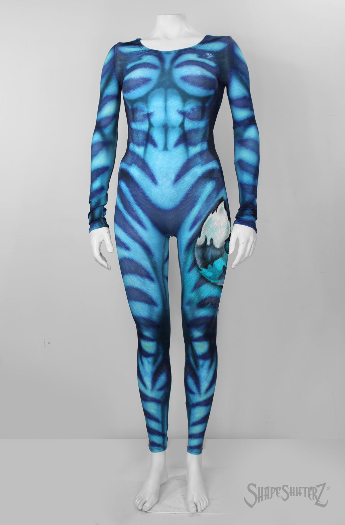 ScoopNeck, PullUp, Blue/Teal Cheshire Catsuit/Bodysuit - Cosplay