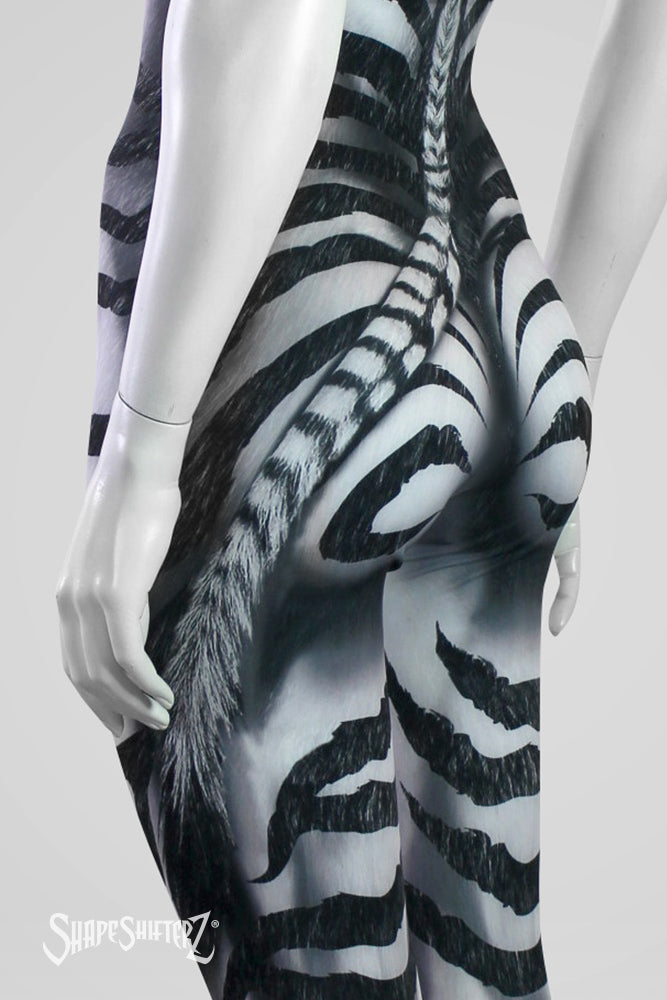 Unitard - Women's 'ZEBRA' body suit for dance and Halloween back detail