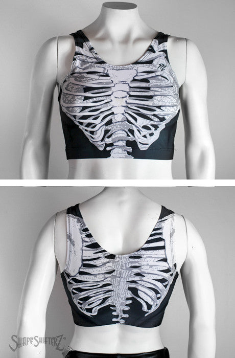 DPOIS Women's Crop Cami Top Skeleton Skull Hand Print Sports Bra Tank 